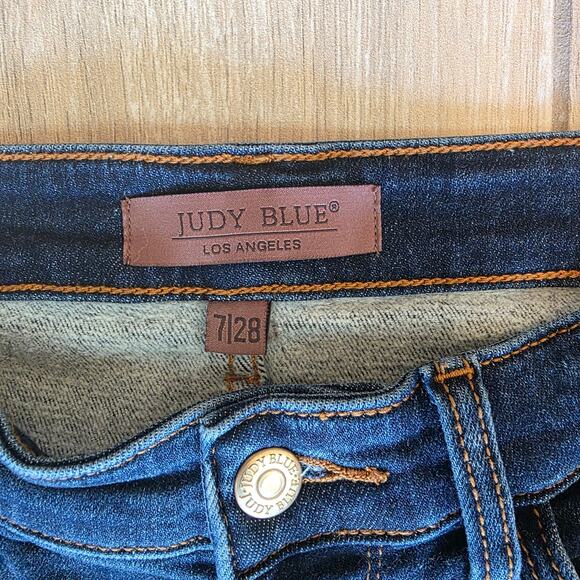 Judy Blue Women’s Jeans 7/28 High Rise Straight Leg Dark Wash Stretch Denim - Picture 4 of 13